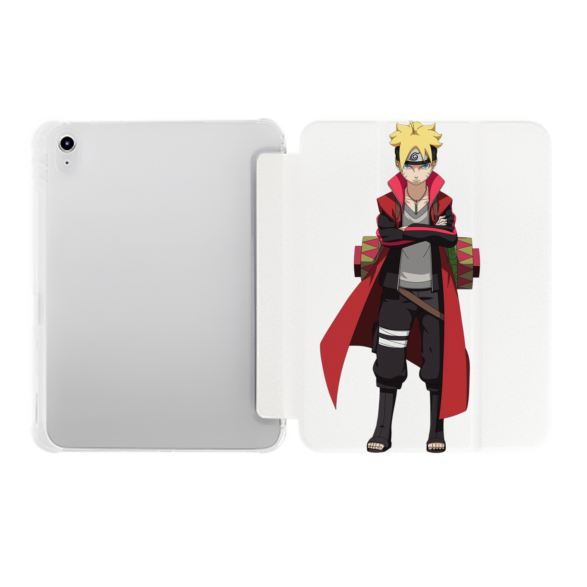 （画像用） NARUTO -ナルト- うずまき ボルト Uzumaki Boruto IPad ケース ペン収納付き 三つ折りスタンド PUレザー×シリコン 対応機種9.5/10.5/10.9インチ